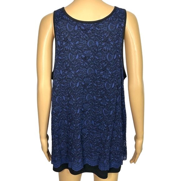 Cato Womens 18/20W‎ Navy Blue Lace Sleeveless Pullover Blouse Tank Top - Picture 6 of 9